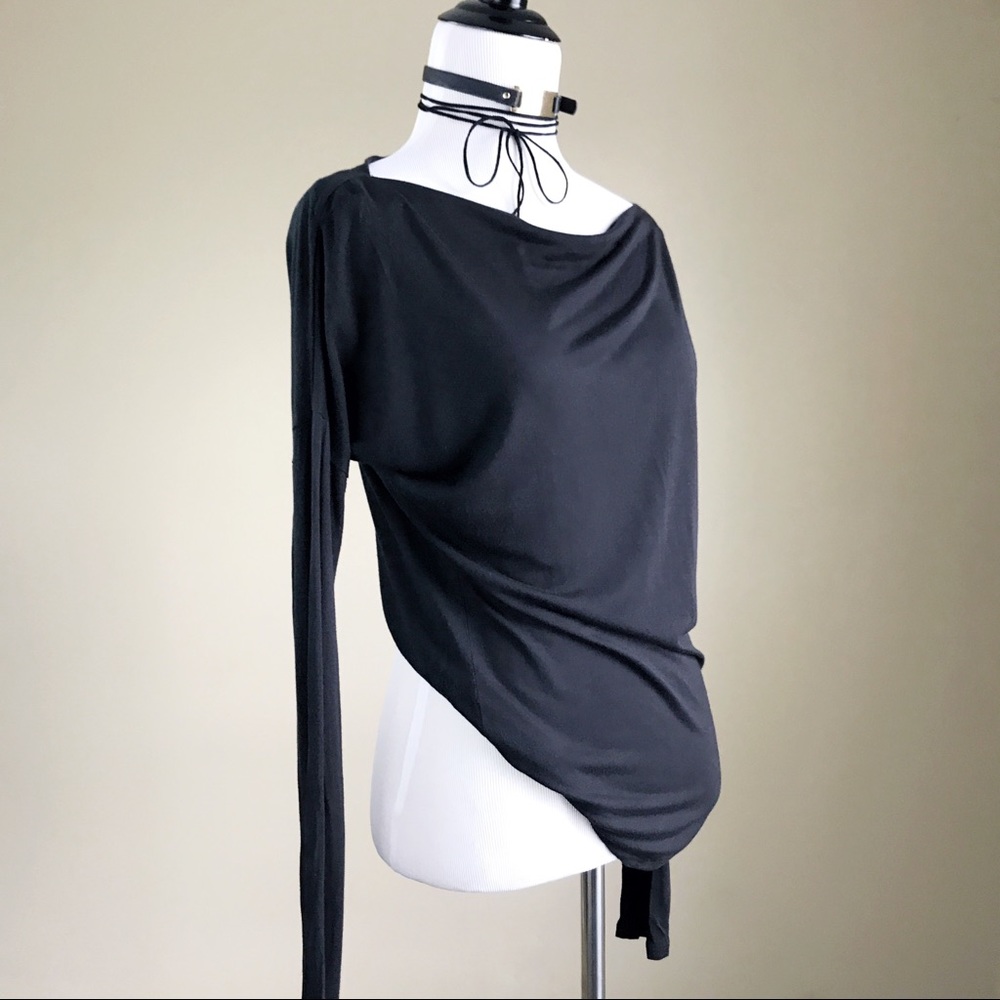 Vince Black Boat Neck Long Sleeve Top